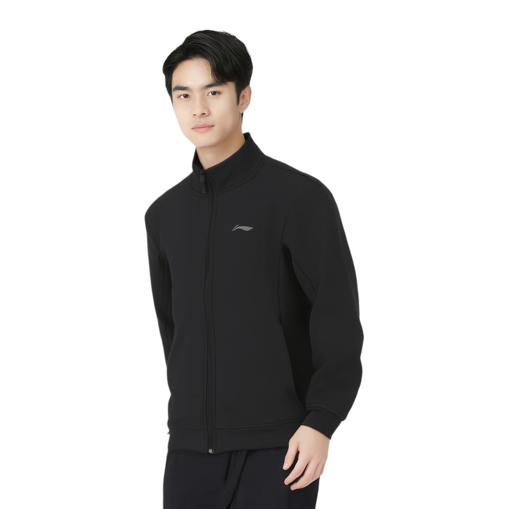 Li-Ning Fitness Series Stand Collar Zipper Warm Solid Color Cardigan Long Sleeve Sweatshirt Men Sweatshirt Black AWDU563-1