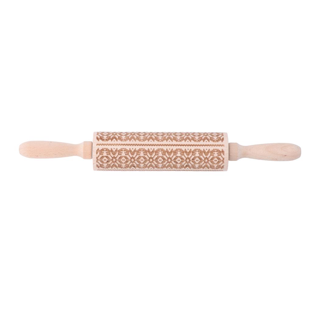 Embossed Rolling Pin 35cm 3D Pattern Highly Durable Moistureproof Safe Eco Friendly Easy Control Christmas Rolling PinExotic Charm
