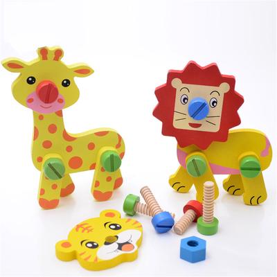 Dřevěná zvířátka na sestavení pro děti Vzdělávací puzzle hračka