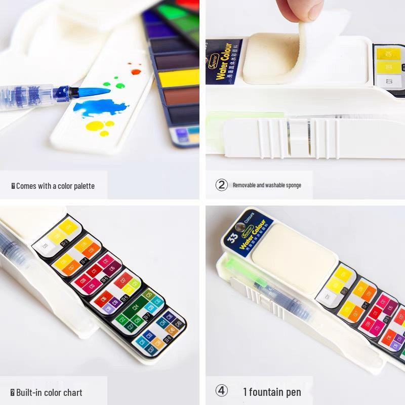 Xiupu Fan-shaped Portable Washable Watercolor Paint Set for Beginner Artists