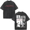 Washed Anime Black Clover Logo Graphic Print T-shirt Harajuku Summer Fashion Casual Cotton Oversized T-shirts Tops Streetwear