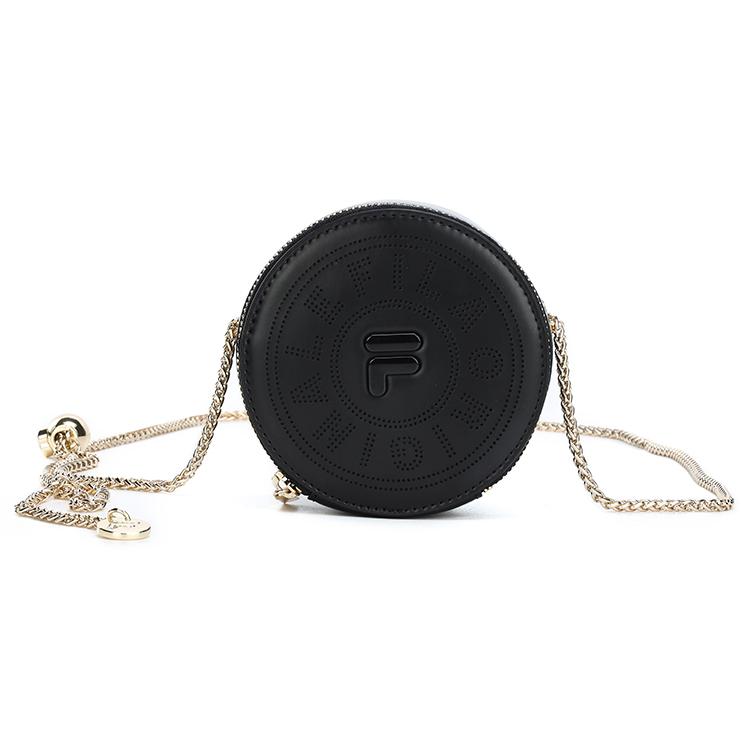 New FILA Polyurethane Small Round Bag Shoulder Bag Crossbody Bag Mini Women's Jet Black F13W229167F-BK