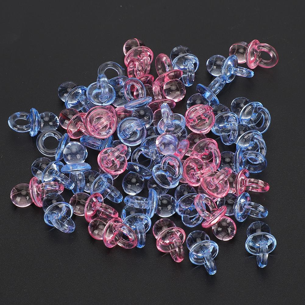 100Pcs Acryl Schnuller Geburtstag Party Dekoration Baby Taufe Beruhigende Mini Farbe Spielzeug