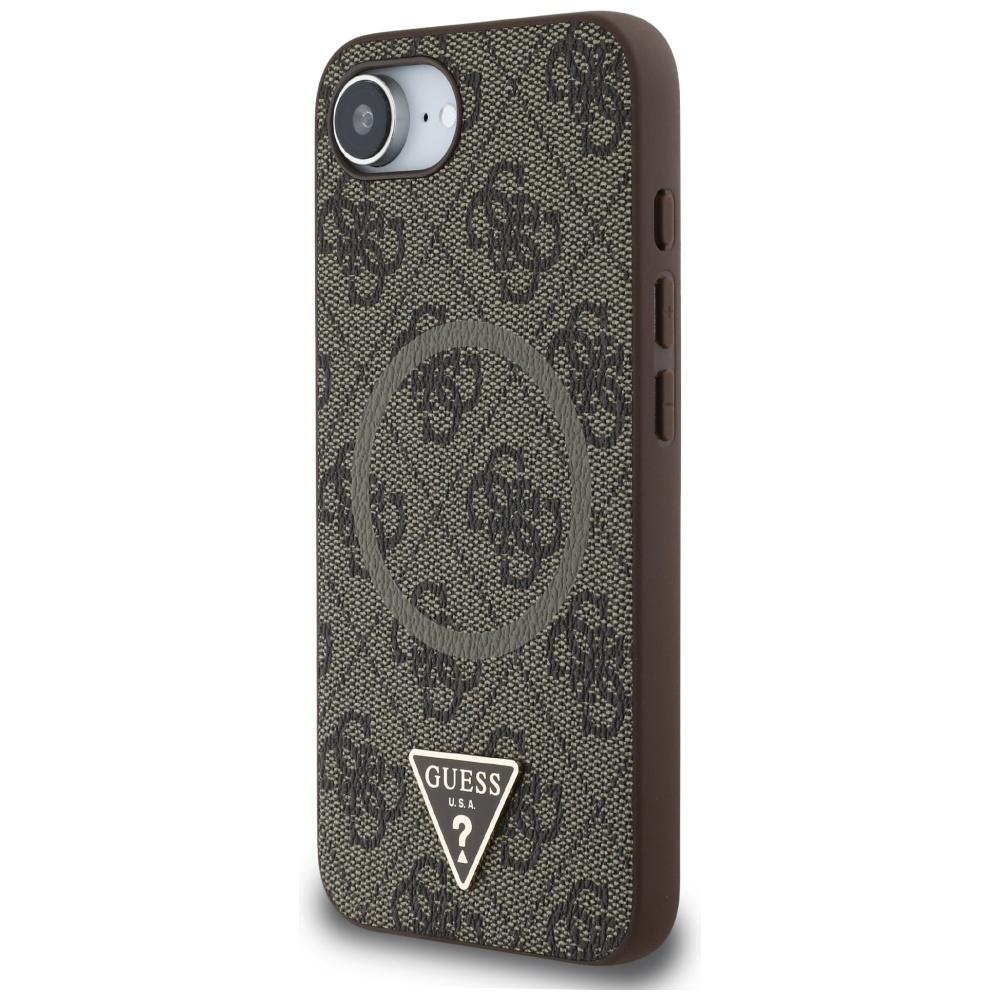 Coque Guess 4G avec Anneau et Logo Triangle MagSafe pour iPhone 16e / 17e Marron