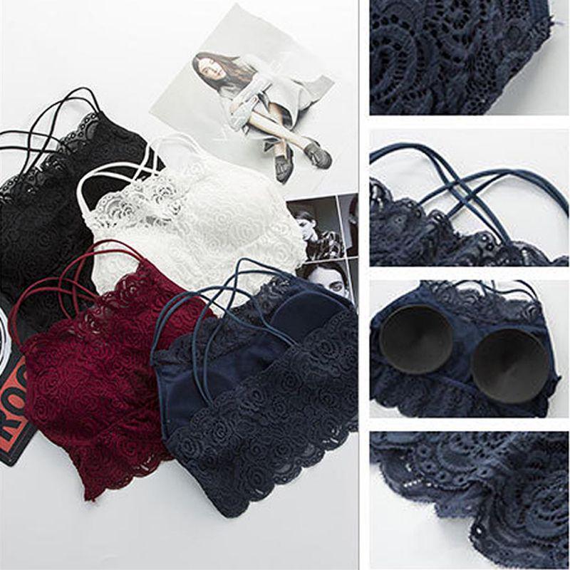 Women's Wireless Camis Tank Lace Bra Soft Brassiere Underwear Lingerie Intimates
