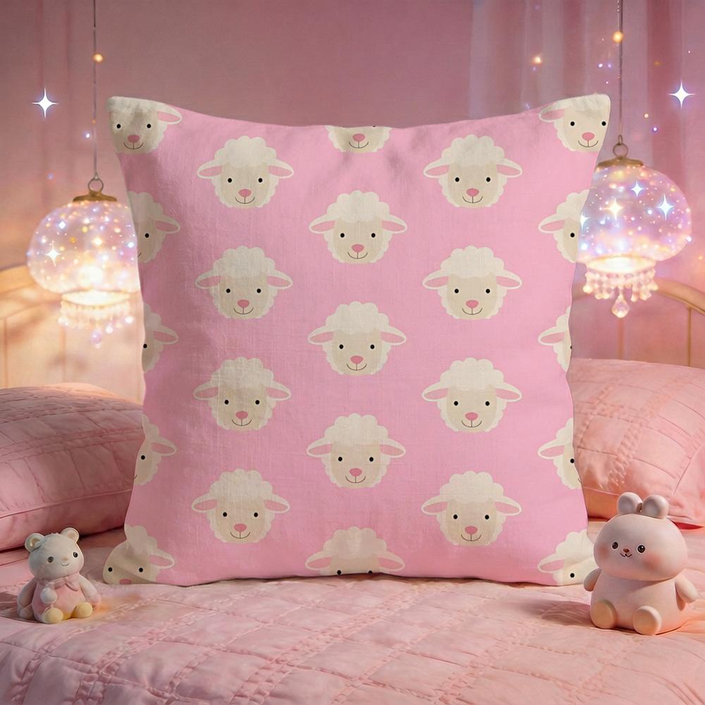 Fluffy Little Sheep Cushion Cover Premium Comfort Reversible Pillow Cove Two in One Design for Any Room  Car Interior