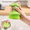 Cleaning Brush with Refillable Liquid Dispenser Soft Nylon Bristles Non-Stick Oil Removal Kitchen Brush Hand Protection Cleaning Brush
