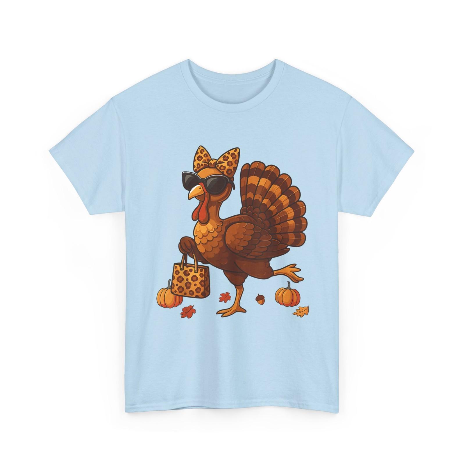 Leopard Turkey with Sunglasses Funny Thanksgiving T-Shirt XL
