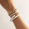 Bohemian Faux Pearl & Cuban Chain Multi-Layer Bracelet Set