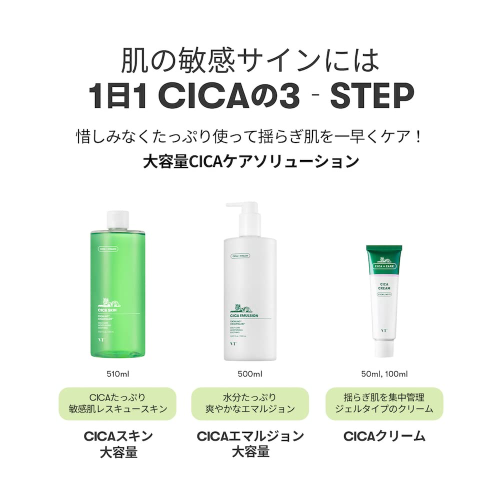 VTCOSMETICS Cica Skin 6 for Sensitive and Dry Moisturizing Korean CICA Cica Skin 510ml Emulsion Emulsion, Types, Skin, Lotion, Cosmetics, (Set &