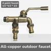 Dual Water Outlets All-copper Faucet Anti-freezing Brass Faucet Adapter Outdoor Faucet  Outdoor