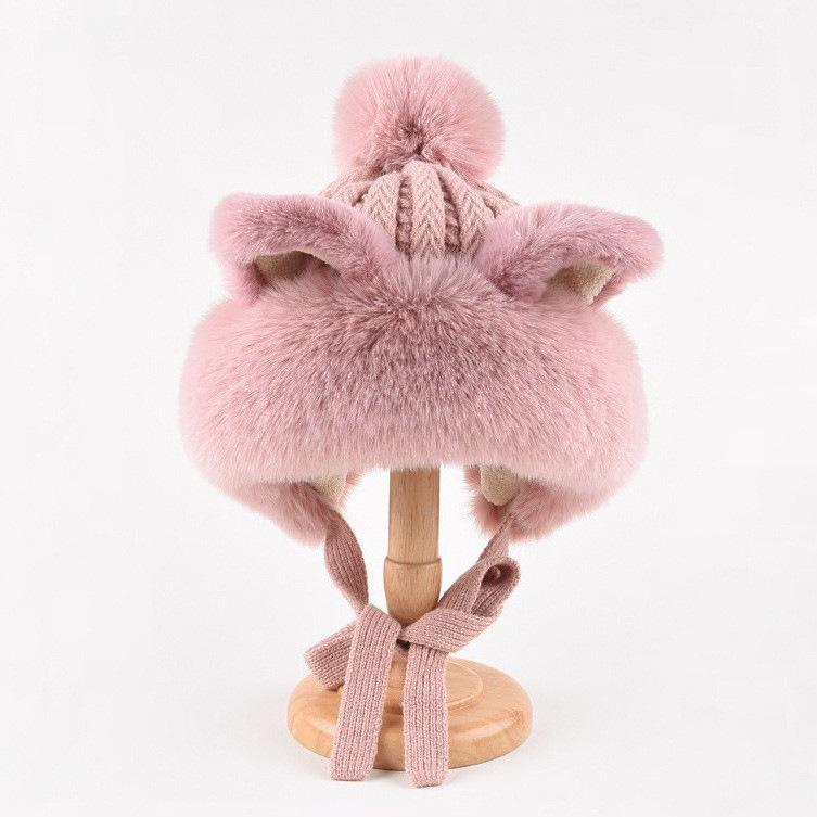 A Versatile and Warm Lei Feng Hat for Women in Autumn and Winter A Cute and Unique Pullover Hat with A Fluffy Woolen Cap