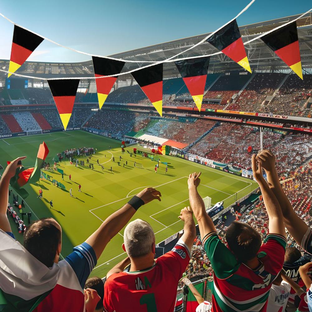 10m Germany Bunting Flags Fade-Resistant Germany String Banner German Triangle Banner for Festival Party Holiday