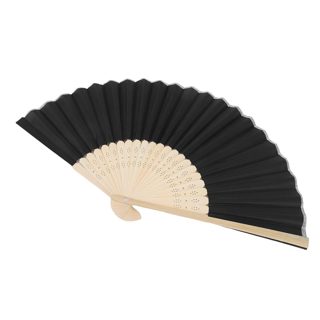 Folding Hand Fan 21cm Blank Silk Fabric Bamboo Folded Hand Fan for Wedding Daily Use