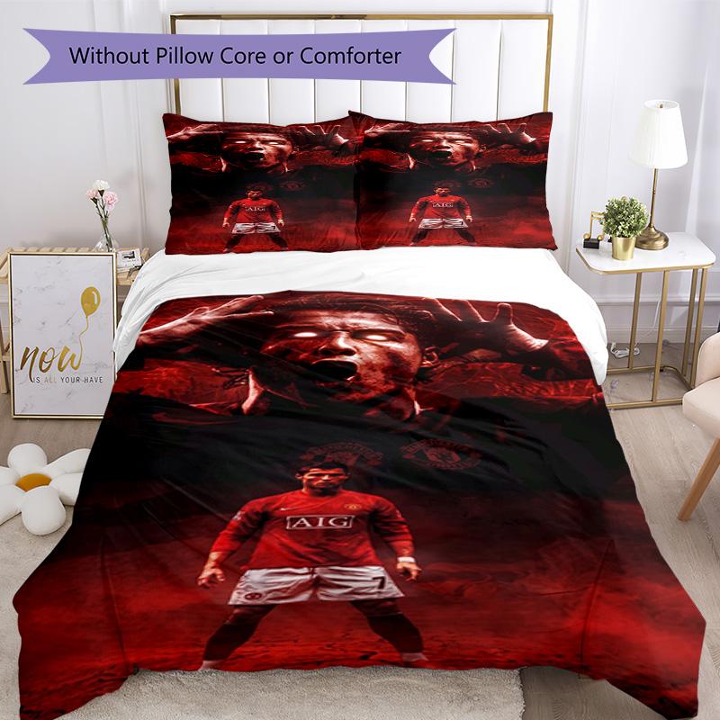 Ronaldo's Portugal's Cristiano Ronaldo Wins World Cup Bedding Set, Breathable Duvet Cover with Pillowcases, Soft Bed Linen for Bedroom Home Decoration