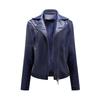 Short Leather Jacket for Women, Slim Fit, Lapel Motorcycle Jacket, Oblique Zipper Jacket, Women's Coat