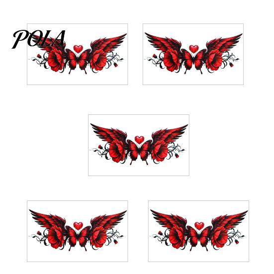 5 Sheets Colorful Butterfly Flower Tattoo Stickers, Waterproof Temporary Body Art, Hypoallergenic Floral Chest Back Decals for Women Girls