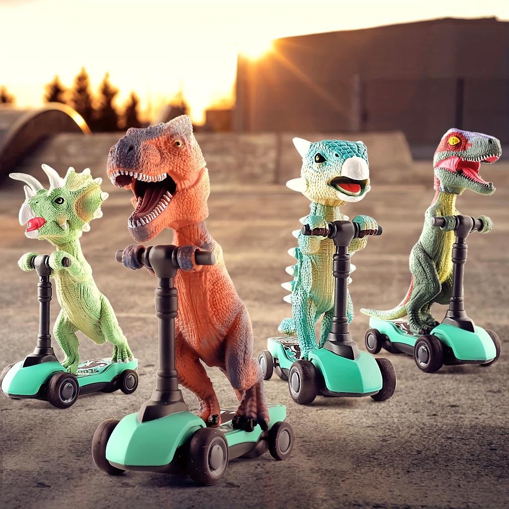 Trottinette à pédales dinosaure jouet mini voiture à rétrofriction vélo à impulsion au doigt jouet pour garçons 3 ans et plus coffret cadeau dinosaure pour enfants cadeau pour fête d'anniversaire d'enfants Noël