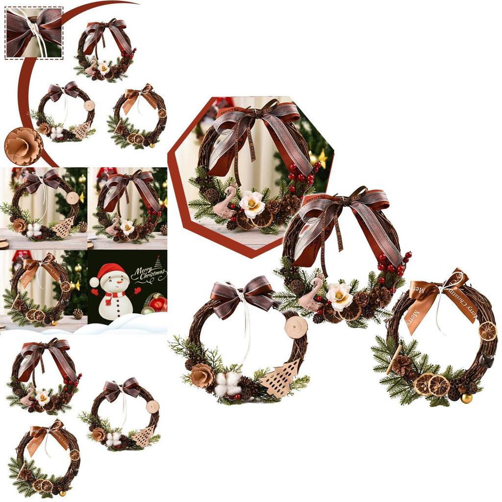 Stunning Christmas Rattan Wreath Garland For Front Door And Wall Decor With Pinecones
