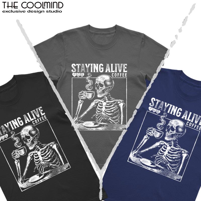 Coolmind U0020-T2 Skull Exclusive Graphic Men Tshirt Big Size Cool T Shirt Men Unisex Tee Shirts Tops