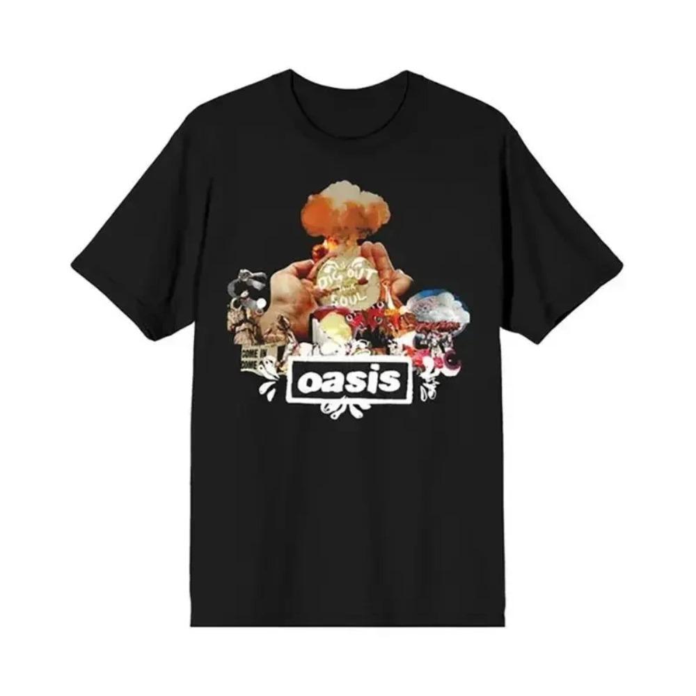 Europäische und amerikanische Trendmarke Oasis Oasis Band Rockmusik Retro Lässig Herren Pure Locker Amerikanisches Kurzarm-T-Shirt