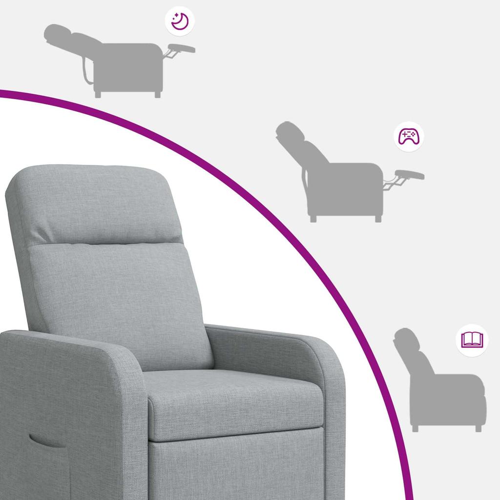 Massage Recliner Light Gray Fabric