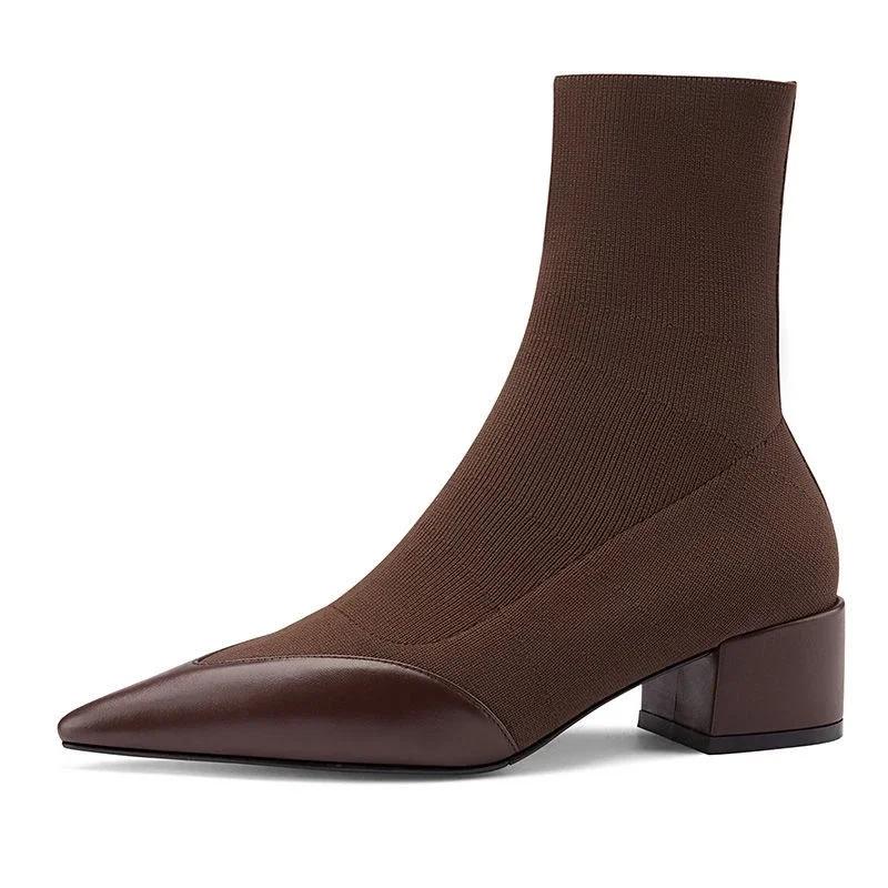 Fashion British Style Thin and Thin Women's Boots Pointed Toe Thin Side Zipper Black Nude Boots Women 2024 Spring and Autumn New Leisure