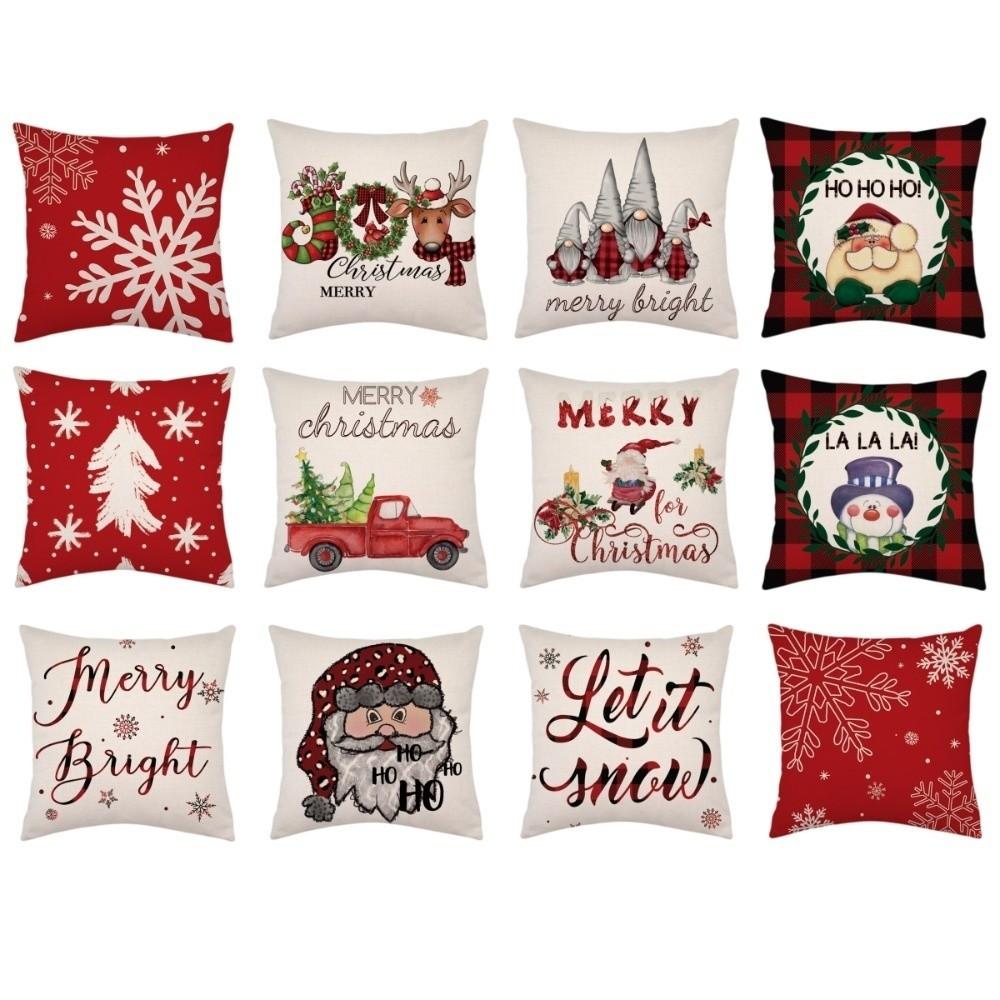 Soft Christmas Pillow Cover Santa Claus Xmas Tree Pillowslip Throw Cushion Case  Winter Decor