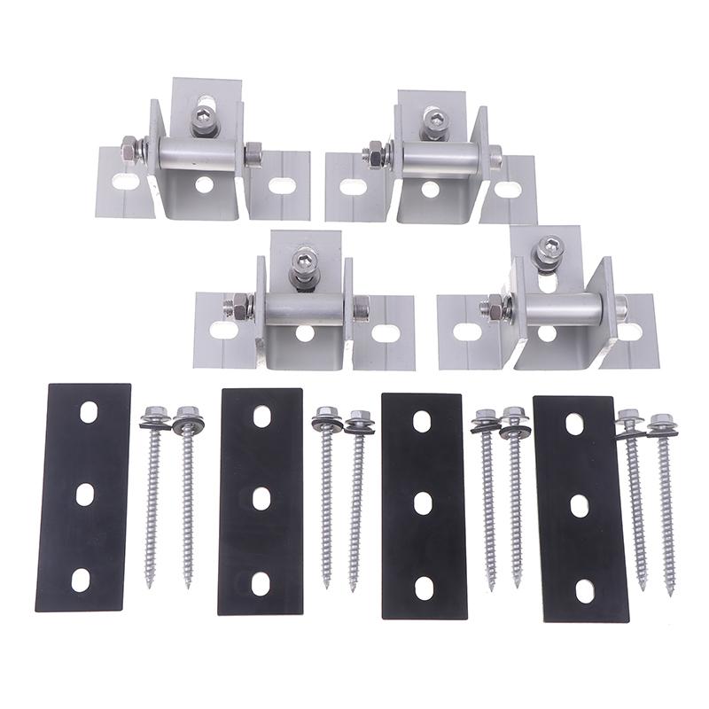 4Pcs Solar Panel Rotatable Elevation With Angle Bracket Roof Mounting Attachment Solar Panel Brackets Tilt Mounting Rail Support