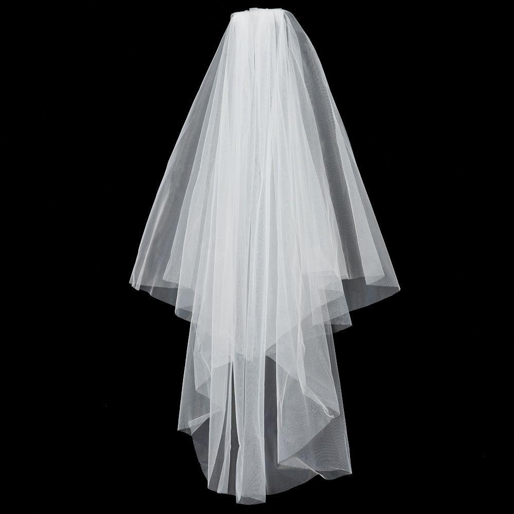 Elegant Short Simple Two Layer White Ivory With Comb Bridal Veil Women's Tulle Wedding Veil