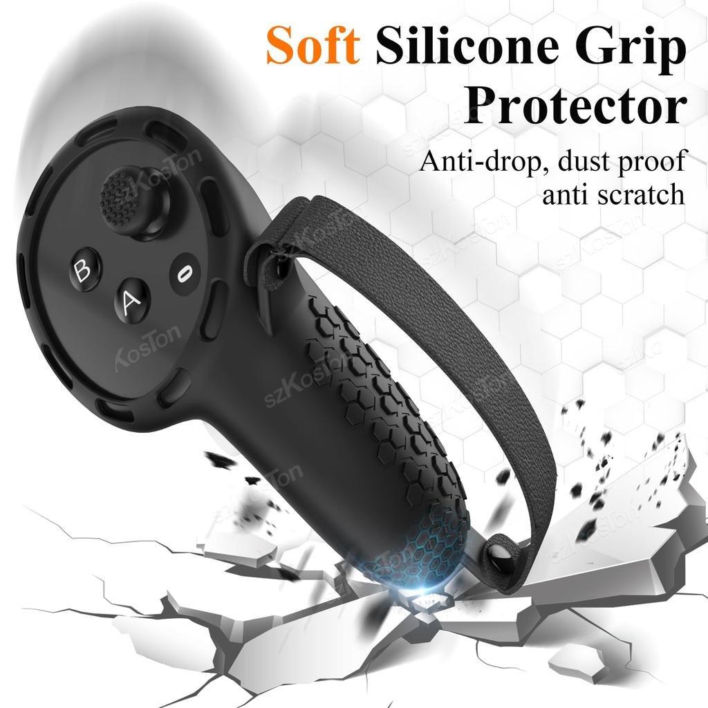 Silikonový ochranný kryt pro Meta Quest 3 VR Controller Anti-Throw Handle Protector Caser s popruhem pro Quest 3 příslušenství
