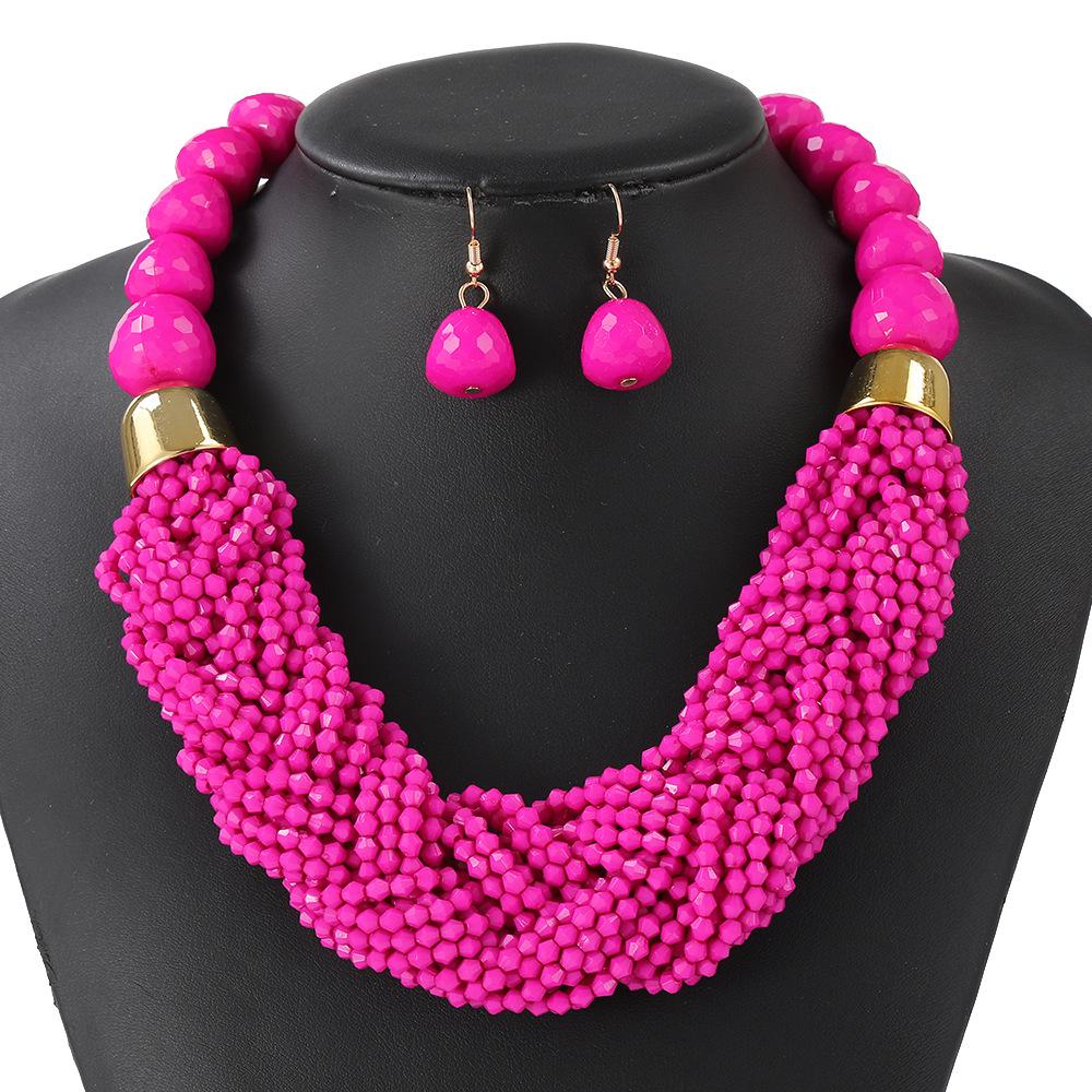 Bohemian Multi-Layer Beaded Necklace Set: Cross Weave & Retro Ethnic Style for Women