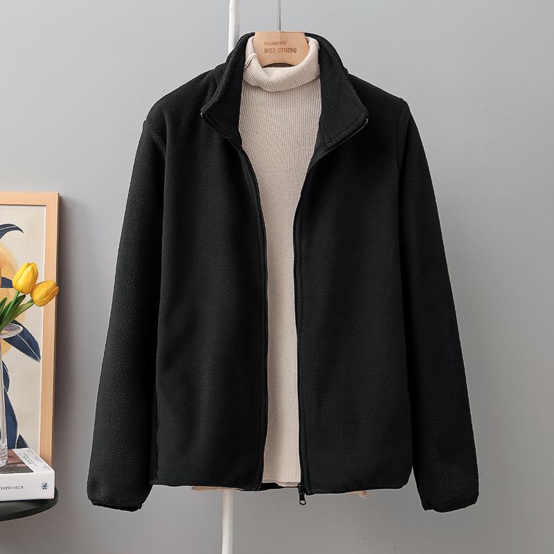 

Флисовая куртка женская короткая осенне-зимняя с воротником-стойкой, флисовая утолщенная теплая свободная двухсторонняя флисовая верхняя часть, кардиган 5XL 175-95kg