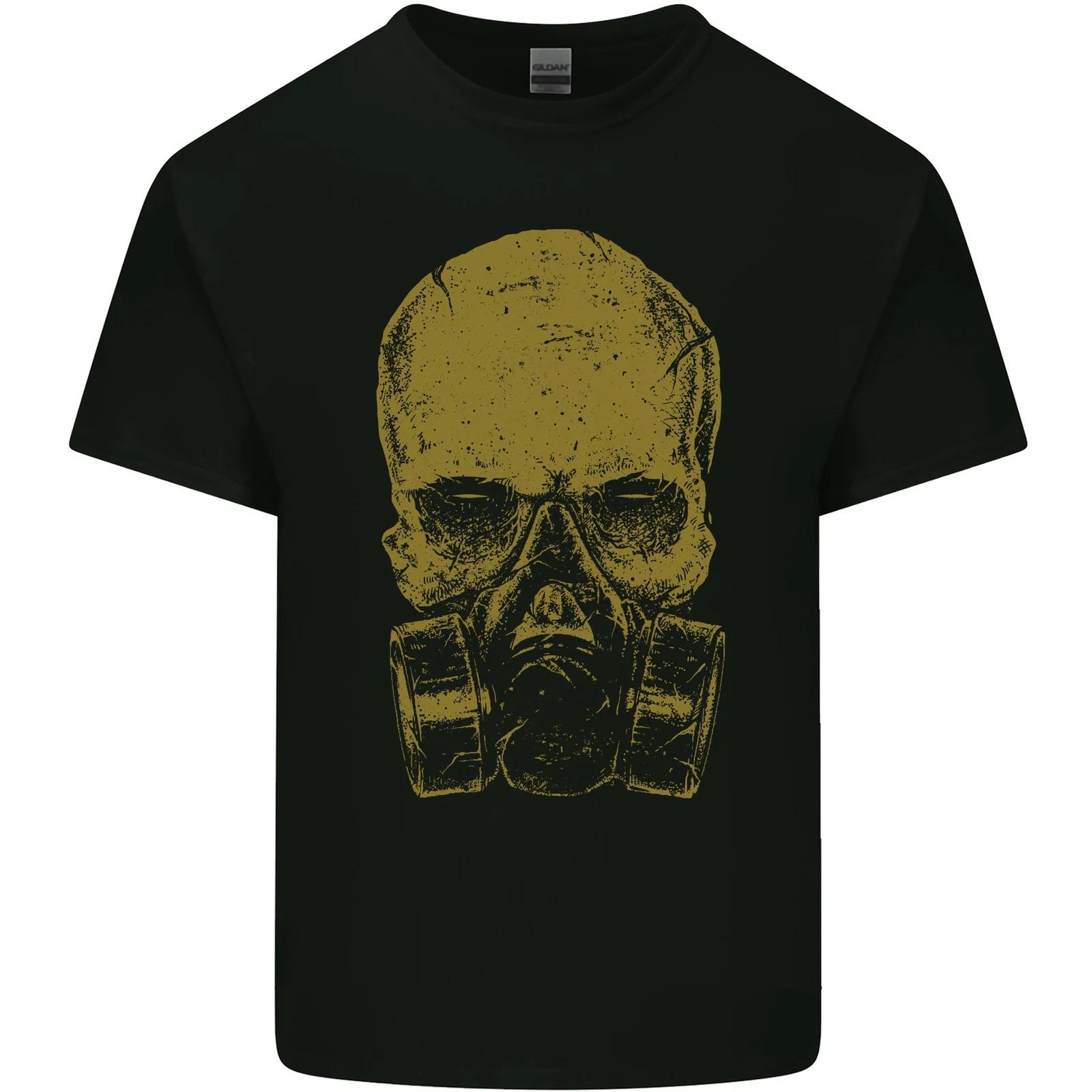 

Gold Skull Gas Mask Biker Gothic Kids T-Shirt Childrens S