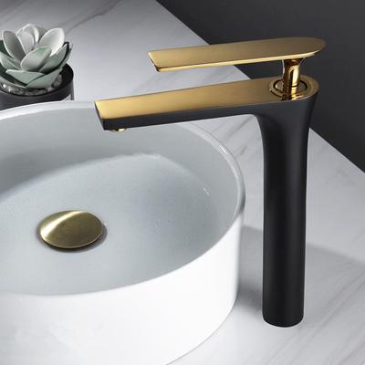 Tuqiu Bathroom Basin Faucet Black Gold Tall Brass Brushed Gold Bathroom Faucet Cold And Hot Water Mixer Sink Tap Deck MountedTap