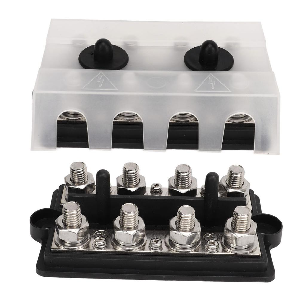 Bus Bar Marine RV Battery Terminal Power Distribution Block 2 Row M8 Stud DC12‑48V 150A Black