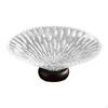 Clear Glass Fruit Bowl Decorative Pedestal Tray Nuts Cake Vegetable Holder with Wooden Stand for