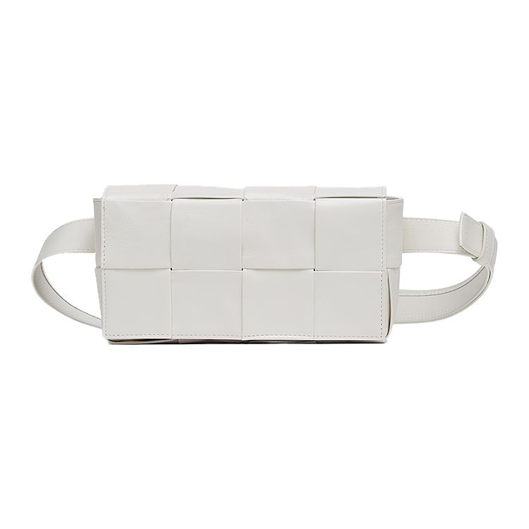 

Bottega Veneta Cassette Belt Intreccio Woven Magnetic Closure Leather Waist Bag Mini Men waist bag White 651053VCQ729014 Basic Set (Bag+Dust Bag)