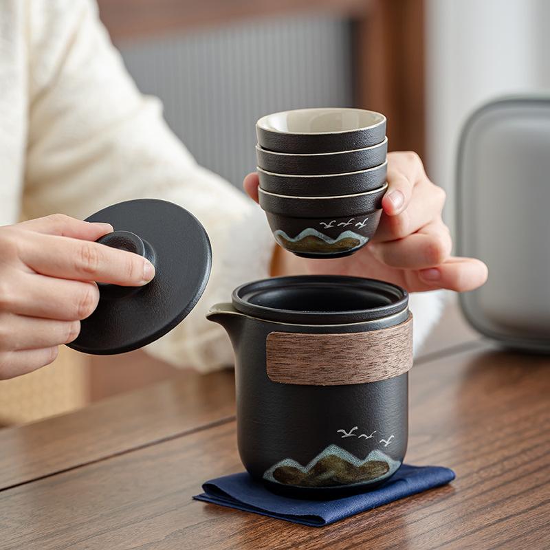 Dayanhe Aoyama Asuka Travel Tea Set Coarse Pottery Kuaike Portable High-end Business Event Gift