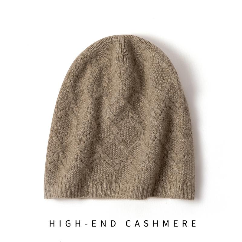 

New Autumn and Winter Women s Knitted Hat Casual Diamond Cable Hollow Warm Ear Protection Hat one size