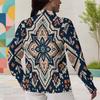 Women Plus Size Long Sleeve Collared Button Front Colorful Striped Print Shirt