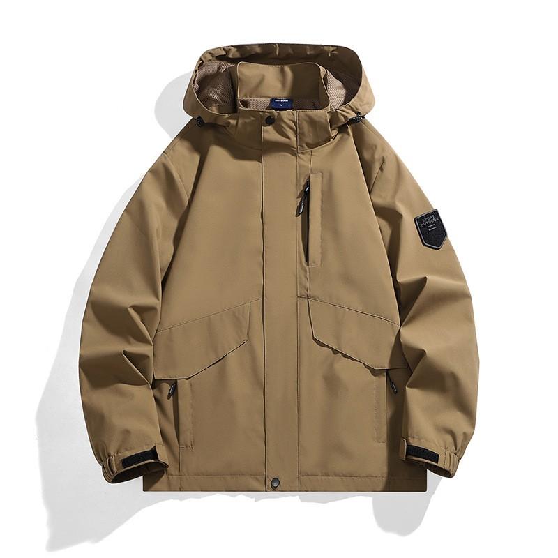 Mens Outdoor Waterproof Windproof Jacket Unisex Solid Color Hiking Camping Sport Coat
