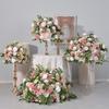 80cm Pink Rose & Green Plant Flower Ball Candlestick Vase - Artificial Wedding Table Decoration