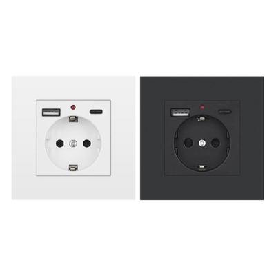 Power Socket USB Wall Socket with USB TypeC Ports 16A European Compatibility, Efficient Charging 86x86mm