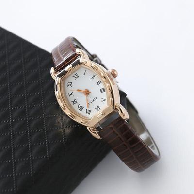 Montres à Quartz Vintage simples pour femmes, horloge rétro mode couleur unie Faux cuir, bracelet fin, bracelet de ceinture