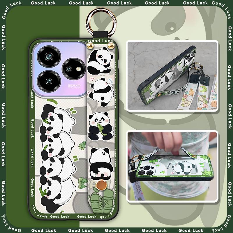 Silicone Wristband Phone Case For ZTE Blade V60 Design/Axon 60 Lite Protective Fashion Design Durable Phone Holder Panda