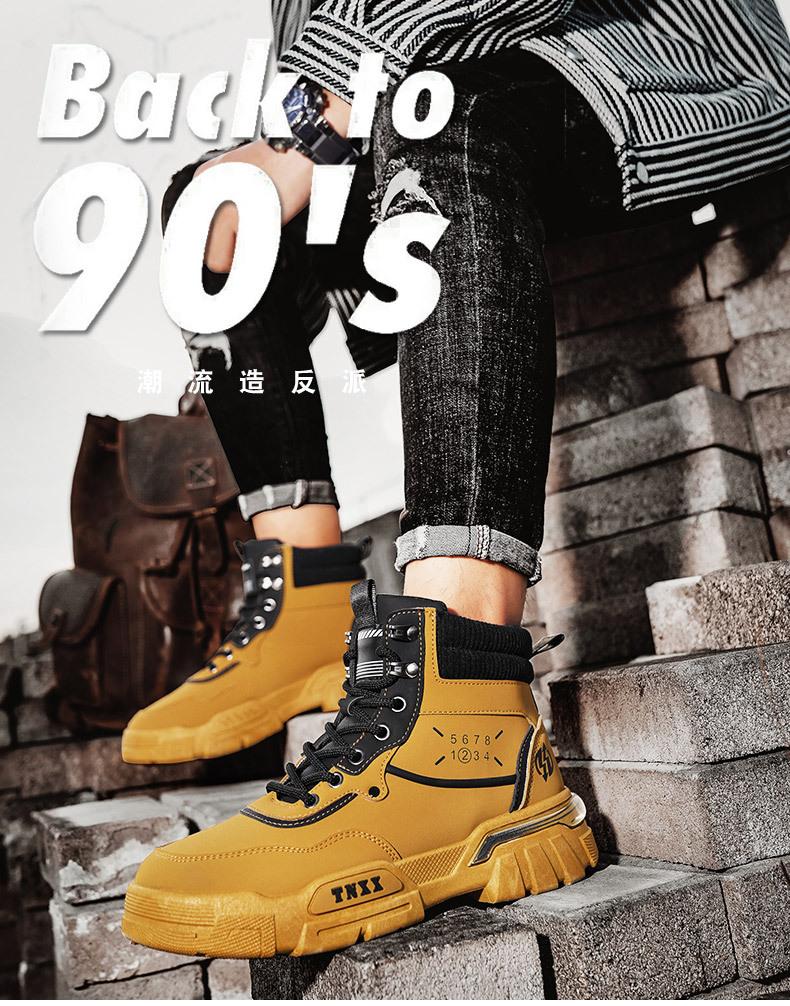 High-top Martin boots men's autumn heightening thick-soled desert tooling rhubarb boots winter locomotive rider leather boots men