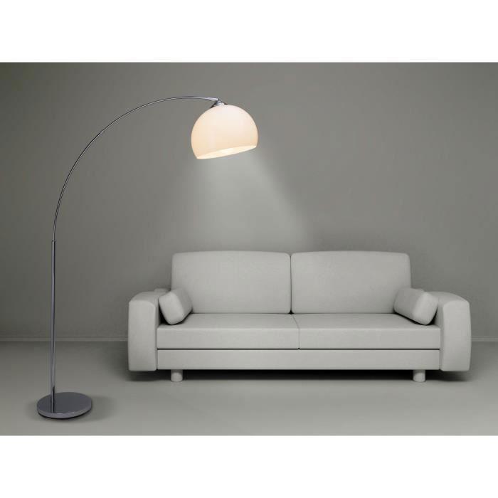 Lampadaire - brilliant - vessa - 166x122x30cm - e27 60w - blanc et chrome - métal et plastique