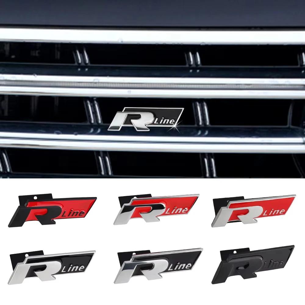 Car Styling Front Grille Badge Decoration Rline Metal Emblem For Volkswagen VW Golf 4 5 6 7 8 Passat T5 B5 B6 B8 MK6 MK7 Tiguan Zf2
