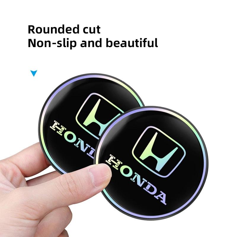 2Pcs Silicone Car Emblem Coaster Laser Color Vehicle Anti-slip Pad Water Cup Slot Mat For Honda Civic Fit Jazz Accord Pilot CRV